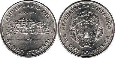 moneda Costa Rica 10 colones 1975 Banco Central