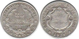 moneda Costa Rica 25 centimos 1924