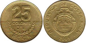 moneda Costa Rica 25 colones 2005