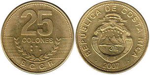 moneda Costa Rica 25 colones 2007