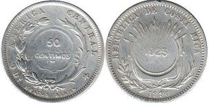 moneda Costa Rica 50 centimos 1923
