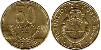 moneda Costa Rica 50 colones 2007