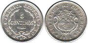 moneda Costa Rica 5 centimos 1914