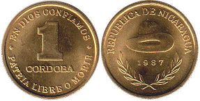 moneda Nicaragua 1 cordoba 1987