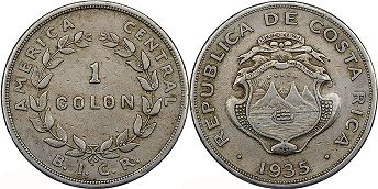 moneda Costa Rica 1 colon 1935
