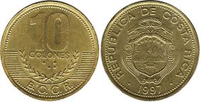 moneda Costa Rica 10 colones 1997