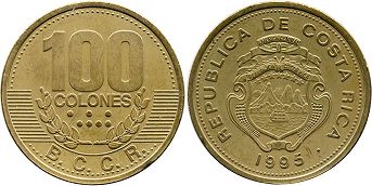 moneda Costa Rica 100 colones 1995