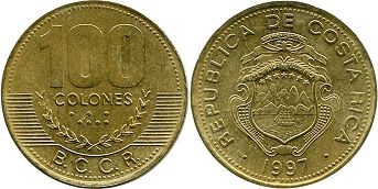 moneda Costa Rica 100 colones 1997