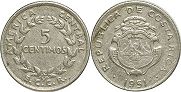 moneda Costa Rica 5 centimos 1951