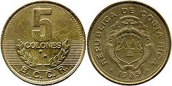 moneda Costa Rica 5 colones 1995