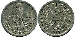 moneda Guatemala 10 centavos 1977