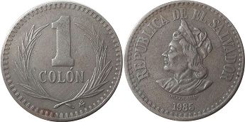 moneda Salvador 1 colon 1985