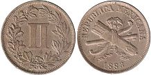 moneda Mexicana 2 centavos 1883