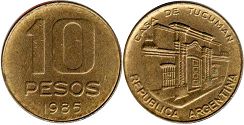 moneda Argentina 10 pesos 1985