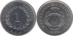 moneda Costa Rica 1 colon 1989