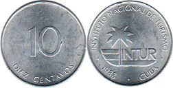 moneda Cuba 10 centavos 1988 INTUR 