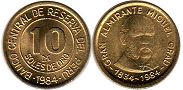 moneda Peru 10 soles 1984 almirante Grau
