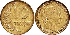 moneda Peru 10 centavos 1942