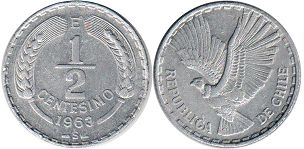 moneda Chille 1/2 centésimo 1963