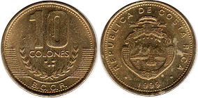 moneda Costa Rica 10 colones 1999