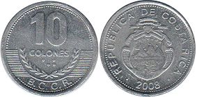 moneda Costa Rica 10 colones 2008