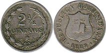 moneda Dominican Republic 2.5 centavos 1888