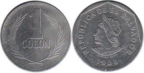 moneda Salvador 1 colon 1988