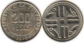moneda de 200 pesos colombianos 2010