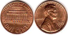 US moneda 1 centavo 1973 Lincoln memorial cent