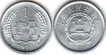 moneda china 1 fen 1976