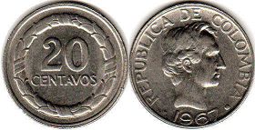 20 centavos a pesos colombianos 1967