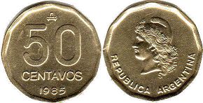 moneda Argentina 50 centavos 1988