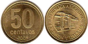 moneda Argentina 50 centavos 2009