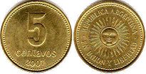 moneda Argentina 5 centavos 2007