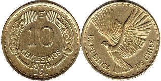 moneda Chille 10 centésimos 1970
