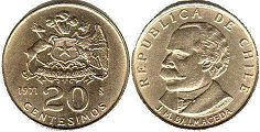 moneda Chille 20 centésimos 1971