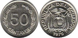 moneda Ecuador 50 centavos 1979