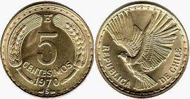 moneda Chille 5 centésimos 1970