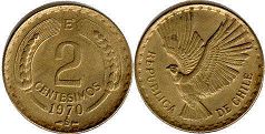 moneda Chille 2 centésimos 1970