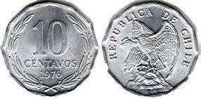 moneda Chilli 10 centavos 1976