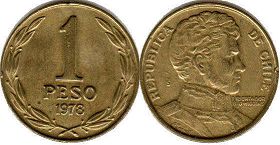 moneda Chilli 1 peso 1978