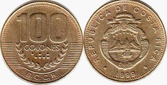 moneda Costa Rica 100 colones 1999