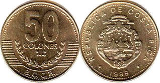 moneda Costa Rica 50 colones 1999
