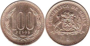 moneda Chille 100 pesos 1995