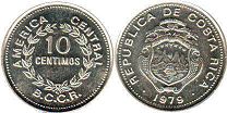 moneda Costa Rica 10 centimos 1979