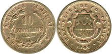 moneda Costa Rica 10 centimos 1946