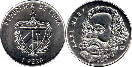 moneda Cuba 1 peso 2002 KARL MARX