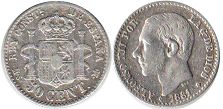 moneda España 50 centimos 1881