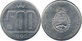 moneda Argentina 500 australes 1990