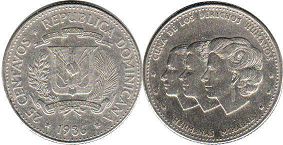 moneda Dominican Republic 25 centavos 1986